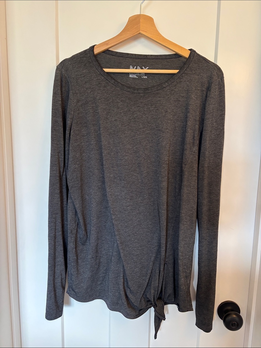 MNY Marc New York Performance Heather Charcoal Grey Long Sleeve Top